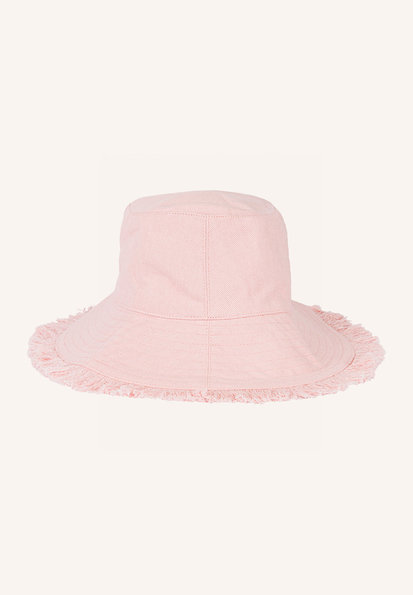 fringed bucket hat | light pink